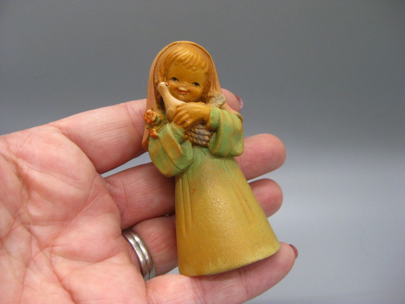 Vintage Anri Juan Ferrandiz Carved Wood Girl with Dove 3 Figurine image 9