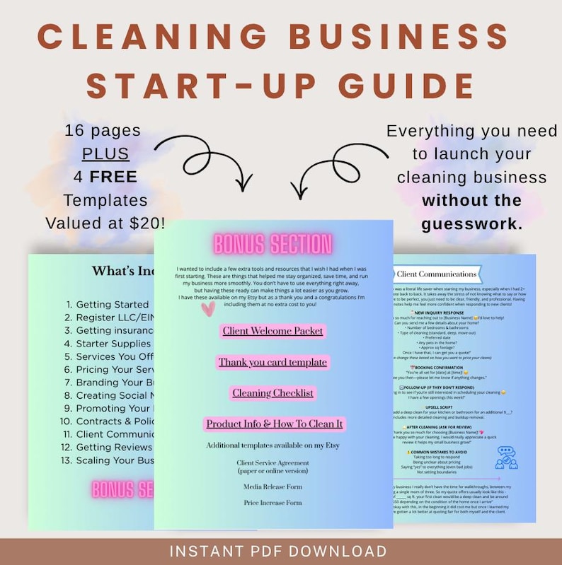 Cleaning Business Start up Guide - Etsy