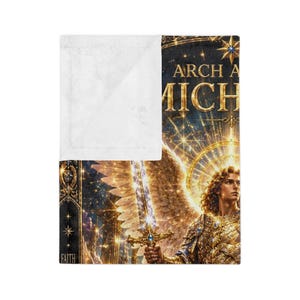 Archangel Michael celestial artwork Blanket | Saint Michael angel tapestry throw image 3