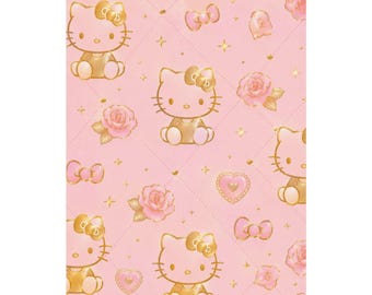 Satin Posters Pink & Gold Hello Kitty