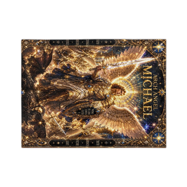 Archangel Michael celestial artwork Blanket | Saint Michael angel tapestry throw image 2