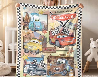 Manta polar personalizada de Disneyland Cars, manta personalizada de Rayo McQueen con nombre, manta de la película Cars, regalo de cumpleaños para niño.