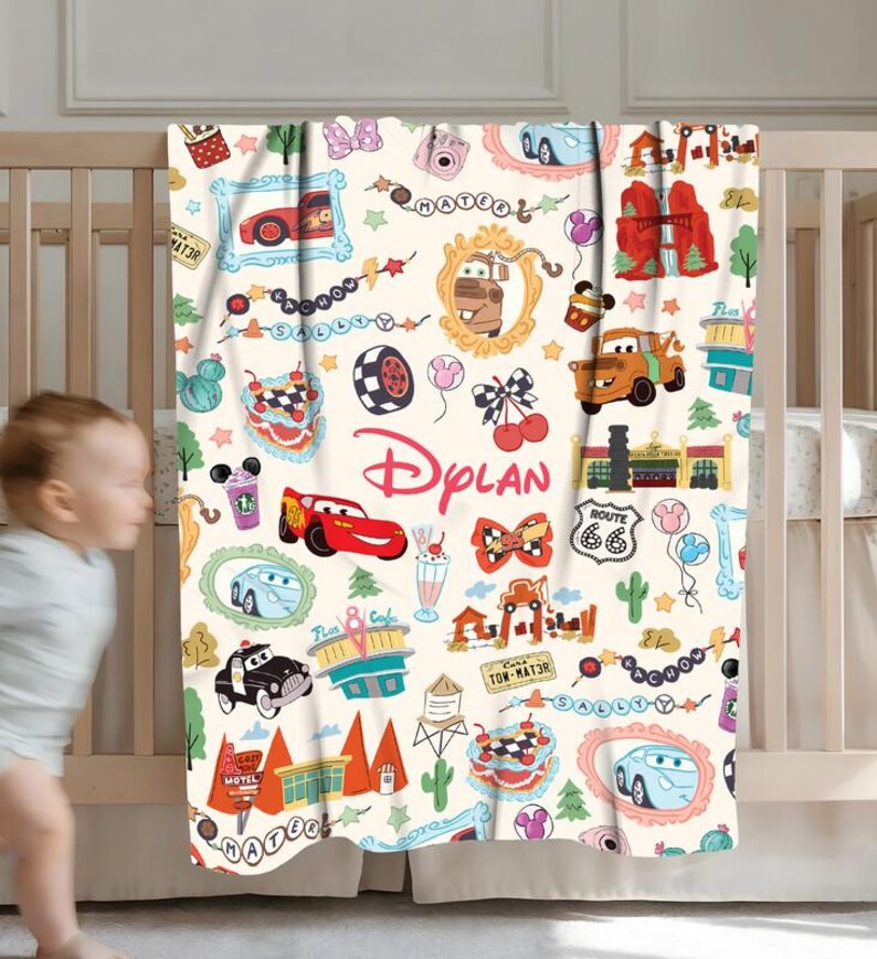 Disneyland Cars Movie Fleece Blanket, Lightning McQueen Baby Blanket, Baby Shower Gift, Custom Blanket, Disneyland Blanket, Cars Blanket Bild 3
