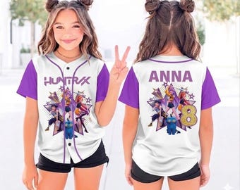 Custom Huntrix Kpop Demon Hunters Baseball Jersey, Personalized Huntrix Baseball Shirt, Mira Rumi Joey Jersey Shirt, Kpop Demon Hunters Gift