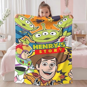 Personalized Toy Story Blanket, Jessie Woody Buzz Lightyear Fleece Blanket, Throw Blanket For Bed Sofa, Disneyland Movie, Birthday Gifts bild 1
