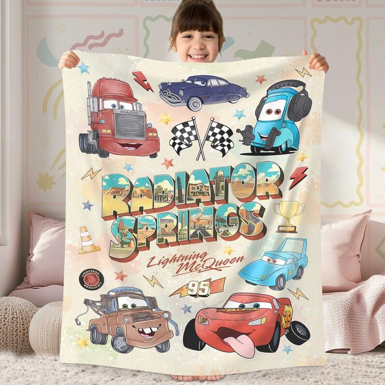 Cars Radiator Springs Blanket, Lightning McQueen Blanket, Cars Birthday Gift, Cars Land Blanket, Birthday Blanket, Birthday Boy Blanket Gift Bild 2