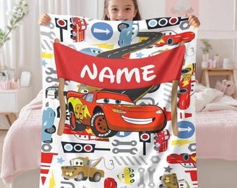 Manta polar personalizada de personajes de Disneyland Cars, manta de Rayo McQueen y Tow Mater, manta de Disneycars, regalo de cumpleaños para niño o niña