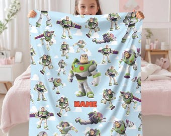Manta personalizada de Buzz Lightyear de Toy Story, manta de Toy Story de Disneyland, manta personalizada de Buzz Lightyear, regalo de manta de Disneyland