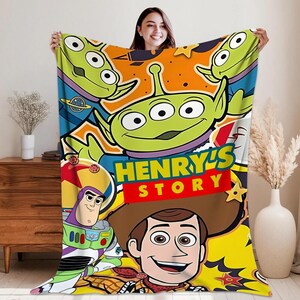 Personalized Toy Story Blanket, Jessie Woody Buzz Lightyear Fleece Blanket, Throw Blanket For Bed Sofa, Disneyland Movie, Birthday Gifts bild 2