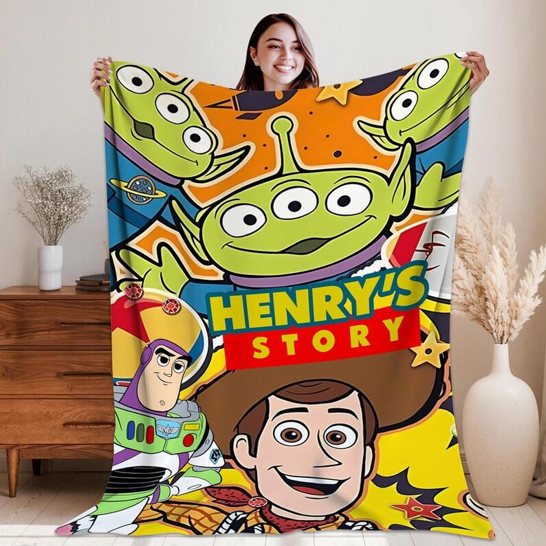 Personalized Toy Story Blanket, Jessie Woody Buzz Lightyear Fleece Blanket, Throw Blanket For Bed Sofa, Disneyland Movie, Birthday Gifts bild 2