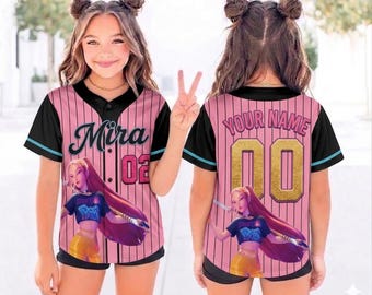 Custom Mira Huntrix Baseball Jersey, Kpop Demon Hunters Baseball Shirt, Demon Hunters Huntrix Halloween Cosplay, Costume Mira Jersey Shirt