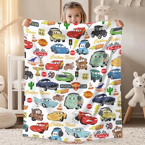 Personalized Cars Lightning McQueen Blanket, Pixar Cars Characters Blanket, Disneyland Blanket, Cars Baby Blanket, Birthday Gift image 1