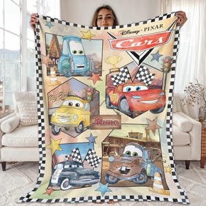 Personalized Disneyland Cars Fleece Blanket, Custom Name Lightning McQueen Blanket, Cars Movie Blanket, Boy Birthday Gift Disneyland Blanket image 2