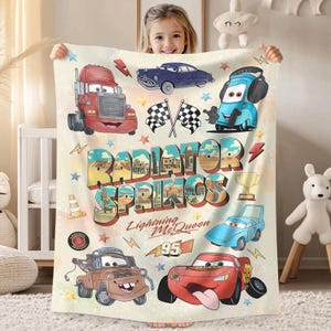 Cars Radiator Springs Blanket, Lightning McQueen Blanket, Cars Birthday Gift, Cars Land Blanket, Birthday Blanket, Birthday Boy Blanket Gift Bild 1