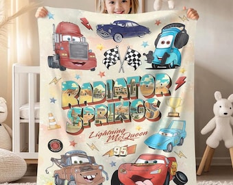 Manta de Cars Radiator Springs, manta de Rayo McQueen, regalo de cumpleaños de Cars, manta de Cars Land, manta de cumpleaños, manta de regalo para niño de cumpleaños