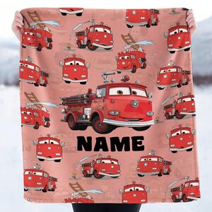 Custom Name Red Cars Fleece Blanket, Lightning McQueen Blanket, Baby Shower Gift, Disneyland Home Decor, Birthday Gift for Son and Daughter image 3