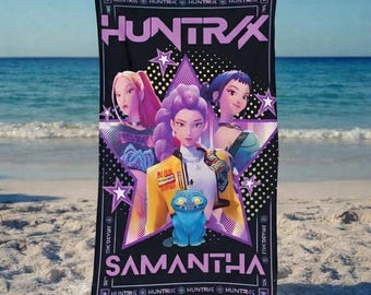 Toalla de playa Kpop personalizada con nombre, toalla de piscina de anime personalizada, regalo para fans del Kpop para viajes de chicas, toalla de regalo para cumpleaños en vacaciones de verano