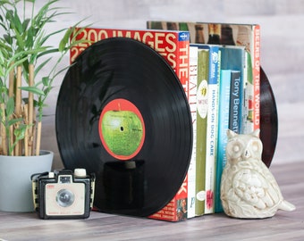 Heavy duty BOOKEND Record album Vintage Vinyl upcycled home decor Book end Best music lover gift 50s 70s 80s. Jazz, classical Rock and Roll