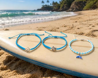 Haolé Blue Wave Trio Anklet Set