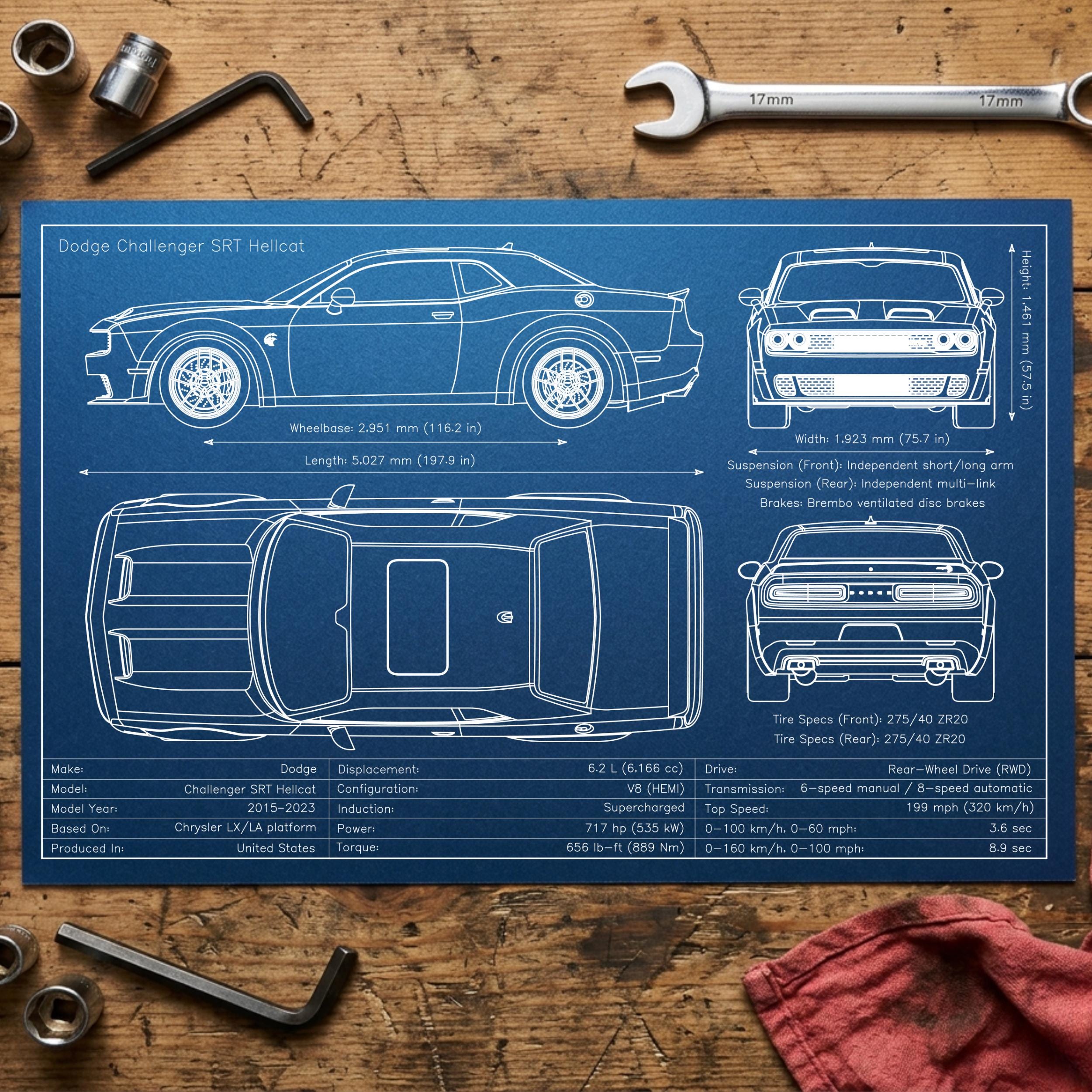 Dodge challenger blueprint - Etsy 日本