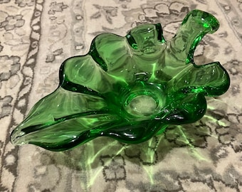 Vibrant Green Mid-Century Murano-style art Glass Dish, or Specialty Ashtray