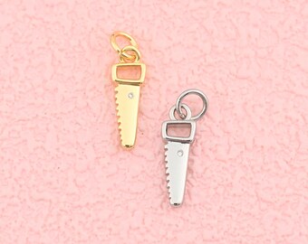 Mini Hand Saw Charm Pendant with Industrial Style Design for Bracelet Necklace DIY Jewelry Making 5x19mm