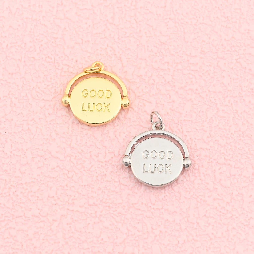 Revolving Coin Revolving GOOD LUCK Coin Charm Double Face Pendant for DIY Jewelry ...