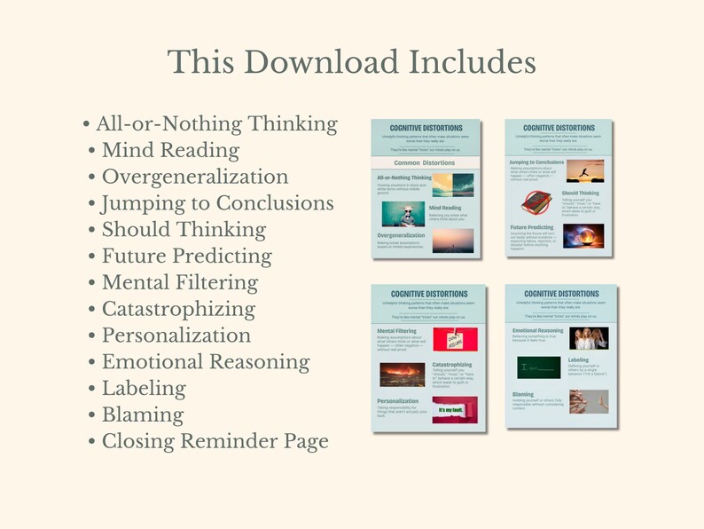 Cognitive Distortions Chart, Mental Health, Therapy Office Decor (PDF ...