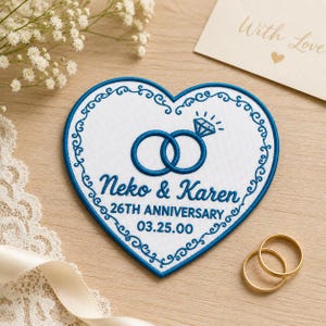 Chinoiserie Anniversary Embroidered Iron on Patch,  Personalized Wedding Patch, Gift for Couple