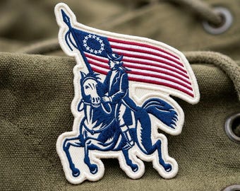 American Revolution Rider Embroidered Patch Iron On Patriotic USA 1776 Freedom Badge