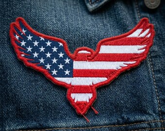 American Eagle Flag Embroidered Patch Iron On Patriotic USA Freedom Badge for Jacket Hat