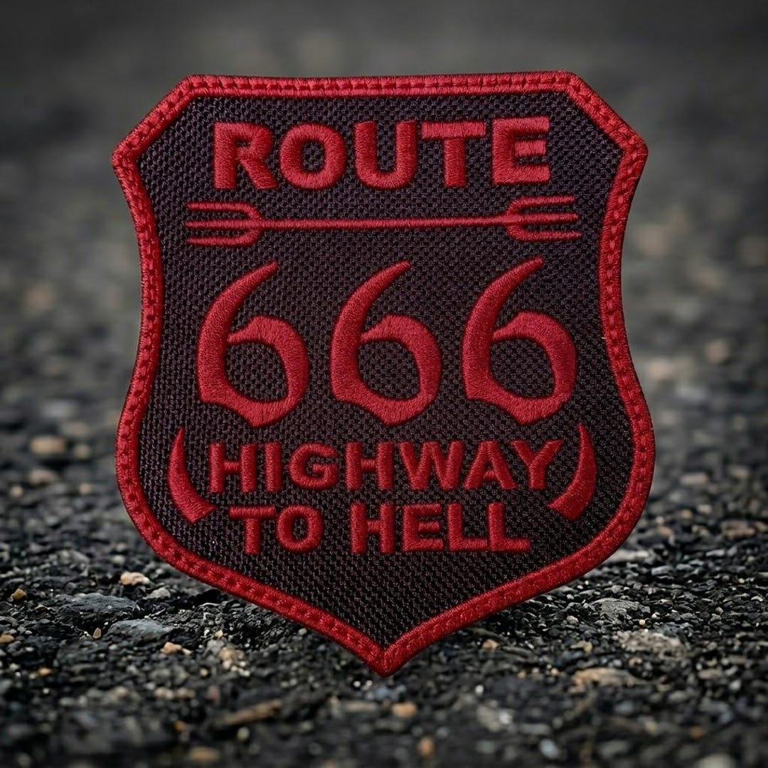 Route 666 Highway to Hell Funny Embroidered Patch Iron on Sew on Badge ...