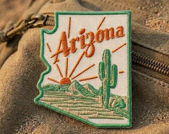 Arizona Embroidered Patch Iron On Desert Cactus Travel Souvenir Badge for Jacket Backpack Hat