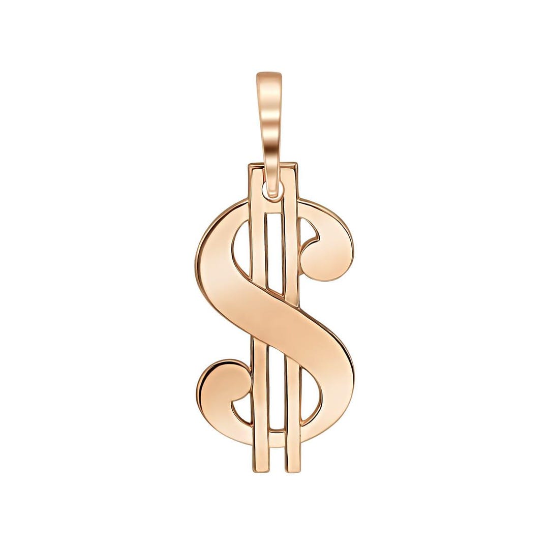 14K (585) Solid Rose Gold Dollar Sign Pendant Gold Money Symbol Charm ...