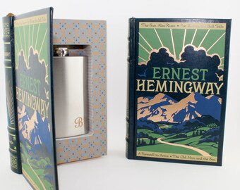 Book SAFE Flask optional Ernest Hemingway diversion safes fake book safe hollow book hollowed out book graduation gift Writers desk gift