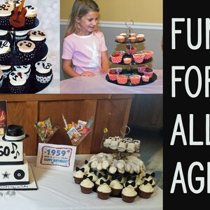 RECORD Cupcake stand. Wedding table decorations unique music decorations, sock hop disco rock roll 1950 1980 birthday party 80s 90s 60s 70s afbeelding 6