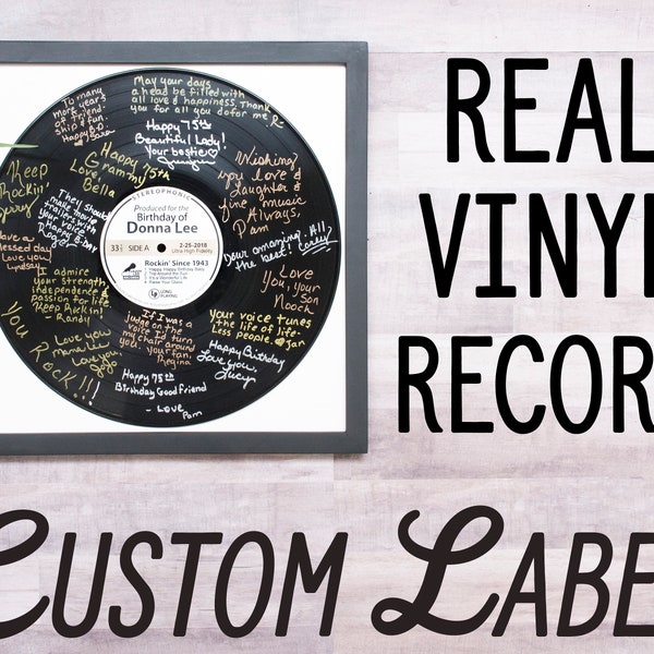 Signature Keepsake Guestbook alternative. Personalized guest book music record wall art. Wedding, 25th 50th anniversary engagement gift idea