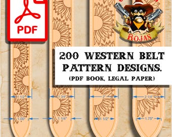 200 diseños de cinturones estilo western (PDF, tamaño legal)