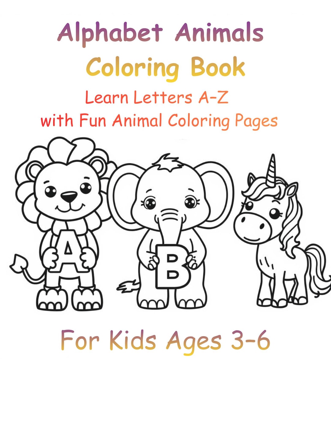 Alphabet Animals Coloring Book: Fun Learning Pages (PDF Download) Ages ...