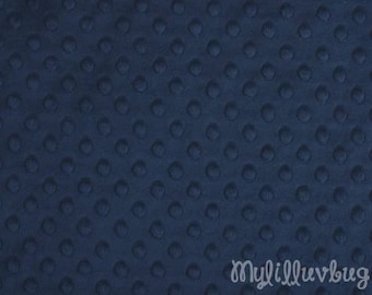 Minky fabric by the yard- Navy blue minky dimple fabric- minky dot fabric