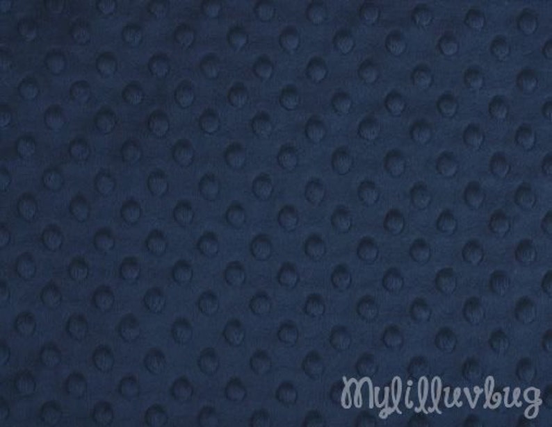 Minky fabric by the yard Navy blue minky dimple fabric minky dot fabric image 1