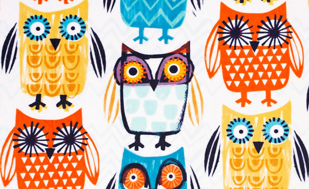 Owl Minky Fabric by the Yard Knowitowl Digital Cuddle® Etsy