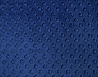 Minky fabric by the yard- midnight blue minky dimple fabric- minky dot fabric