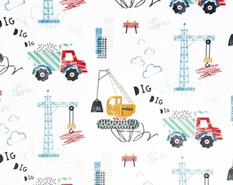 Minky fabric by the yard -Dig Dig Digital Cuddle®Multi  by shannon Fabrics - construction dump truck digger cat one yard