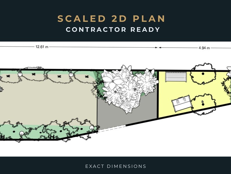 Garden Design Plan UK | 2D Layout With Exact Measurements | Landscape ...