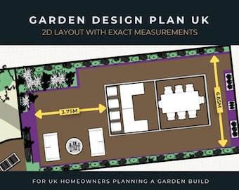 Garden Design Plan UK | 2D Layout with Exact Measurements | Landscape Design Drawing