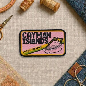 Cayman Islands Conch Shell Embroidered Patch: United Kingdom Souvenir Bag Accessory