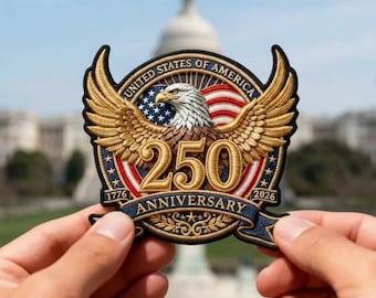 USA 250th Anniversary Patch 1776 2026 Patriotic America Celebration Embroidered Iron On Sew On Patch for Jacket Hat Backpack
