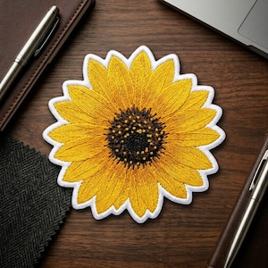 Sunflower Patch, Embroidered Floral Badge, Iron On Jacket Hat Backpack Wildflower Gift