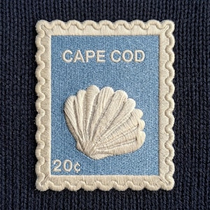 Cape Cod Seashell Stamp Patch – Embroidered Coastal Travel Souvenir